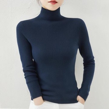 【ZZ12451224】秋冬王簰打底全羊絨全成型巨顯瘦坑條半高領針織衫