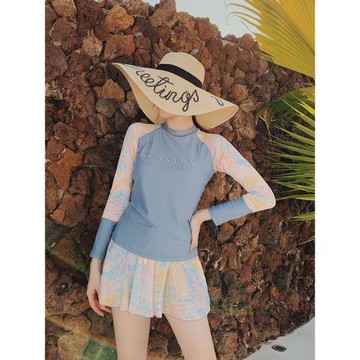 運動泳衣女分體韓國ins長袖防曬遮肚顯瘦溫泉游泳裝保守大碼潛水