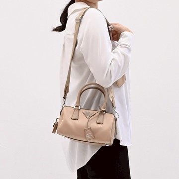 PRADA 1BB846 Re-edition 2005 迷你兩用波士頓包.淺褐