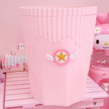 可愛少女心粉色大號翅膀星星卡通粉色垃圾桶居家粉嫩垃圾桶雜物桶