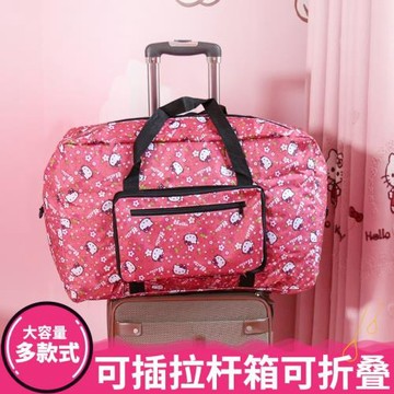 旅行包卡通可愛大容量可折疊手提包防水單肩包插拉桿旅行袋行李包