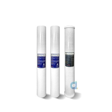 (共3支)CLEAN PURE 20英吋標準型小胖5微米PP濾心2支 20吋小胖活性碳濾心1支 20吋 濾心 大大淨水