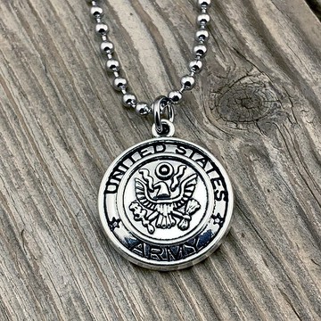 Bullet - 美軍圖騰 陸軍 復古徽章項鍊 / 男生金屬造型個性項鏈