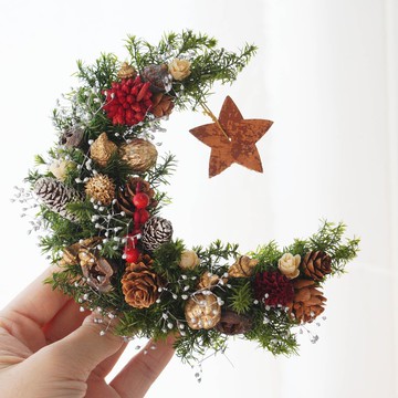 【DIY材料包】月兒彎彎Xmas花圈/ 附簡易說明書電子檔