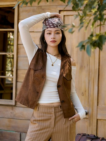 復古麂皮馬甲背心