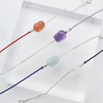 【水晶蠟繩系列】貔貅 | 招財純銀正能量極細蠟繩手鍊 | 大員囡仔