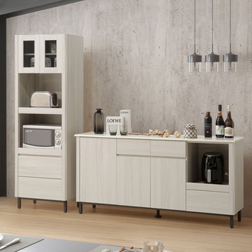 Homelike 喜家居餐櫃二件組(5.3尺餐櫃+高櫃)(2348)-218x40x180cm