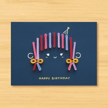 ( 2款供選擇 ) 手工捲紙卡片 _  Girl - 情人卡 生日卡