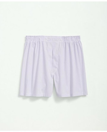 Brooks Brothers Men's Cotton Broadcloth Striped Boxers | Lavender | Size XS
