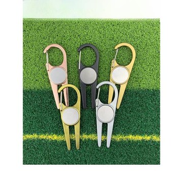 便攜掛扣式高爾夫果嶺叉鋅合金磁吸球標True putt mark球叉禮盒裝