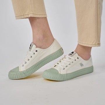 moz瑞典 駝鹿綁帶式帆布併色餅乾鞋(文青藍)