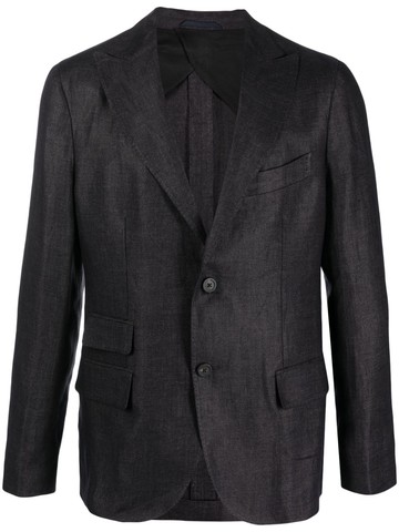 Peserico - single-breasted linen blazer - men - Cotton/Linen/Flax - 50 - Black