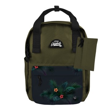 Grinstant混搭可拆組式13吋後背包 - 冒險系列 (軍綠色配葉子)