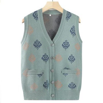 中老年人媽媽秋裝針織馬甲奶奶秋冬大碼開衫毛衣老人太太坎肩馬夾