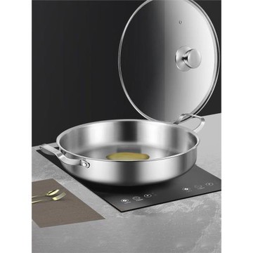 316不銹鋼煎鍋大號雙耳平底鍋不粘鍋烙餅專用鍋商用加深牛排煎鍋