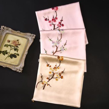 手工蘇繡真絲方巾女夏送禮桑蠶絲絲巾復古小方巾蘇州刺繡圍巾禮品