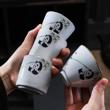小熊貓陶瓷主人杯家用品茗杯個人專用功夫茶杯茶盞茶碗送禮品