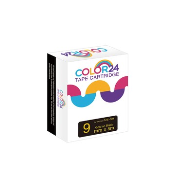 Color24 for Brother TZ-324 / TZe-324 黑底金字相容標籤帶(寬度9mm)