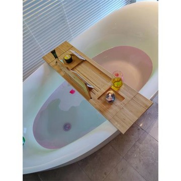 泡澡浴缸置物架子浴桶手機置物支架置物板平板托盤架輕奢伸縮竹制