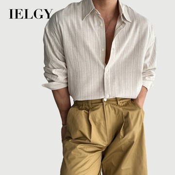IELGY 長袖條紋襯衫男士 新款 休閒 防晒上衣