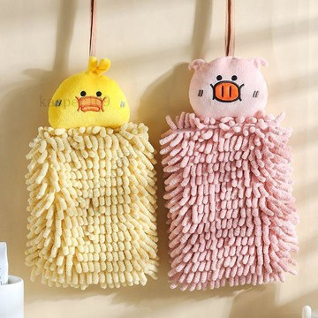 新款♥可愛小黃鴨擦手巾掛式雪尼爾廚房加厚吸水速乾毛巾衛生間兒童手帕