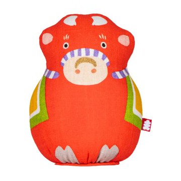 京都手繪亞麻人形-紅丑(牛)(ODD-000S)