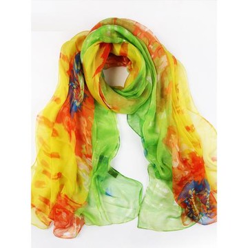 春秋洋氣時尚真絲絲巾女款桑蠶絲旅游防曬紗巾媽媽生日送旗袍披肩