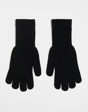 My Accessories London touch screen knitted gloves in black
