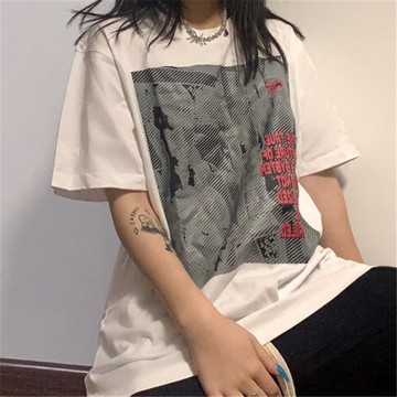 日系vintage短袖t恤女夏寬松ins潮牌oversize設計感小眾上衣