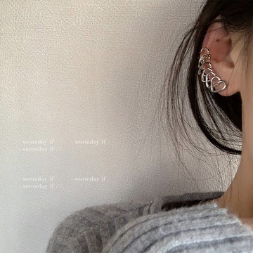 耳骨夾 單只左耳鏤空愛心耳釘高級感氣質耳骨夾耳飾冷淡風耳夾ins潮耳環 【CM2695】