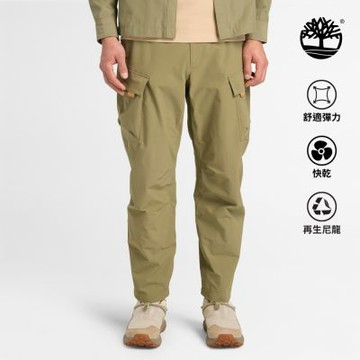 Timberland官方旗艦 男款灰綠色寬版Mobi Flex R快乾彈性長褲|A6VBT590