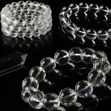 親寶水晶天然冰透白水晶手鏈 女男款 多規格多成色多圈手串飾品