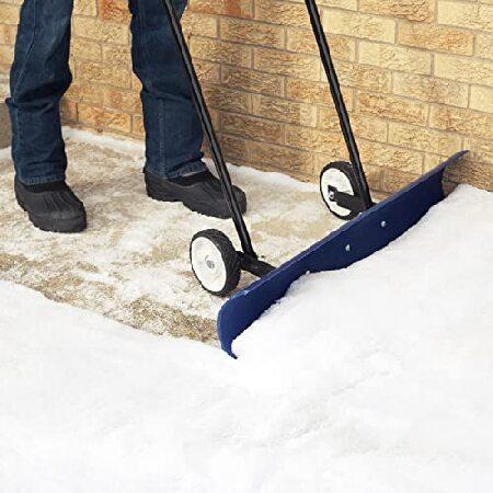 The Snowcaster 36 Inch Wheeled Snow Pusher ＆ Barn Shovel 30SNC Bi-Directional, Durable 36”X10.5” Polypropylene Blade Snow Removal Driveway, S