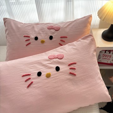 ✨壹灣出貨✨A類毛巾繡水洗棉大眼睛枕套一對枕頭套單個裝48x74cm枕芯宿捨單人 PUEP