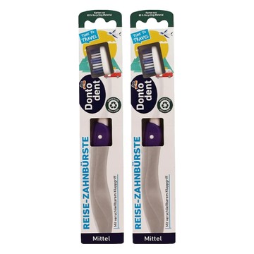 dm Dontodent 旅行外出用可收折牙刷 瑞士產 耐熱80度  1入  2支