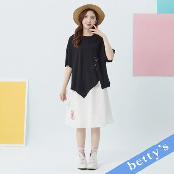 betty’s貝蒂思　熊熊刺繡格紋腰帶七分裙(白色)