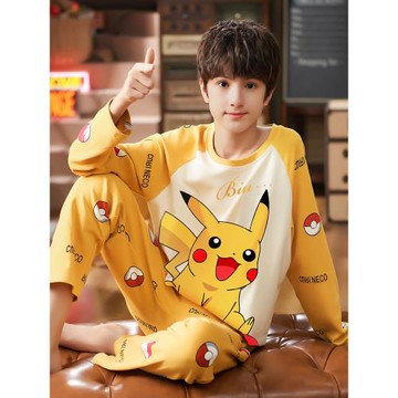 兒童睡衣男童春秋季長袖純棉中大童男孩家居服青少年2025新款套裝