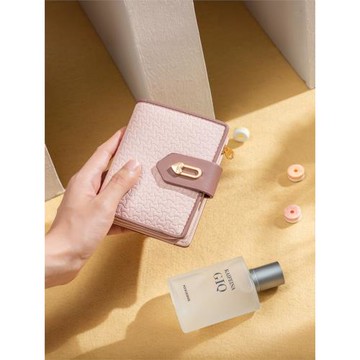 錢包女士2025新款小眾設計女高級感短款爆款簡約搭扣撞色卡包一體