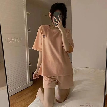 睡衣女夏季短袖短褲兩件套裝夏天可外穿學生薄款家居服女士居家服居家服套裝女士居家服女士休閒居家服甜美居家服