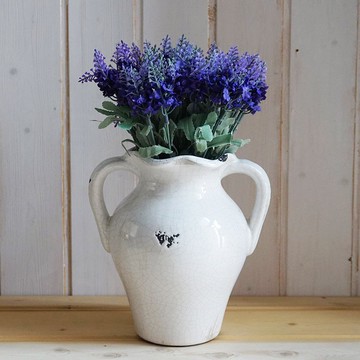 法式鄉村做舊冰裂紋花瓶，酒吧咖啡店裝飾陶土花瓶擺件 園藝雜貨1入