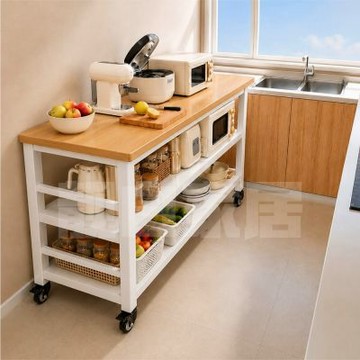 【靚白家居】超耐重電器架 100*35公分 廚房餐櫃 中島桌 置物架 電器櫃 廚房櫃