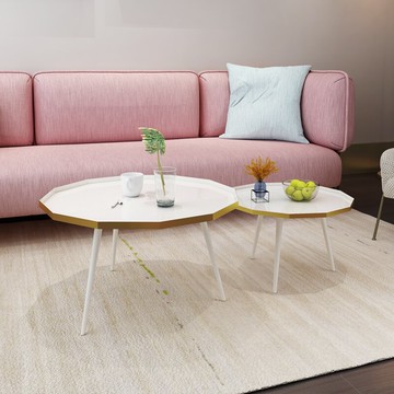 多邊形茶幾組合簡約現代北歐日式ins 小戶型客廳家用創意白色邊幾