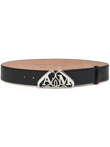 Alexander McQueen - Seal-buckle leather belt - women - CALFSKIN - 65 - Black