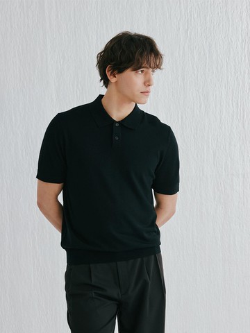 100% Wool Polo Shirt Pullover [Black] (M52MPU022BK)