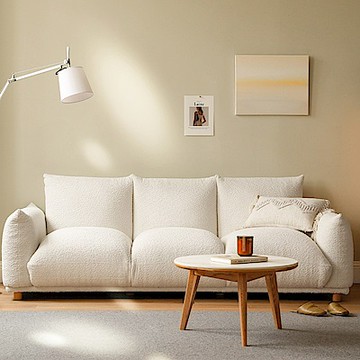 源氏木語日式侘寂風羔羊絨加大三人座布沙發 S03130 雲綿白 (H014368637)