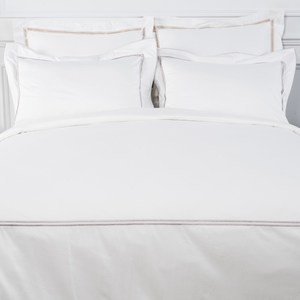 克萊歐刺繡500織埃及棉被套加大 晨白