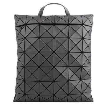 ISSEY MIYAKE BAOBAO 皮質幾何方格6x7扁式後背包(木炭灰)霧面