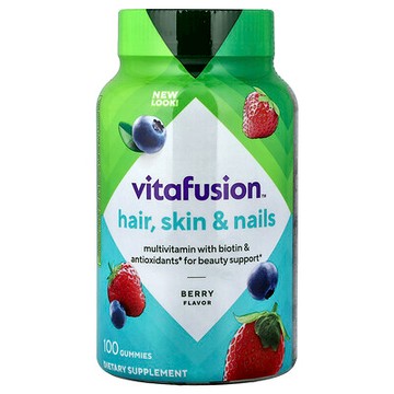 VitaFusion, 頭髮、肌膚和指甲呵護軟糖，漿果味，100 粒