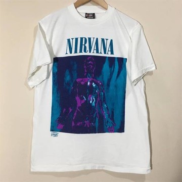 美式復古高街白色純棉短袖t恤搖滾樂隊印花老式印花街頭vintage