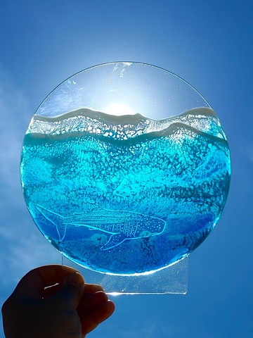 綠島手作/海浪海洋樹脂壓克力鯨鯊小夜燈/透光水晶膠/顏色客製化